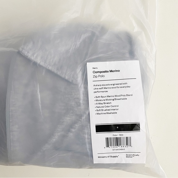 Ministry of Supply Men's Composite Merino Zip Polo Gray Size Small New Stretch - Picture 9 of 9